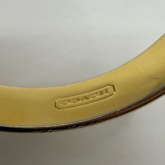 Coach Designer Gold Monogram C’s Bangle Bracelet Minimalist Quiet Luxury C - Picture 9 of 12